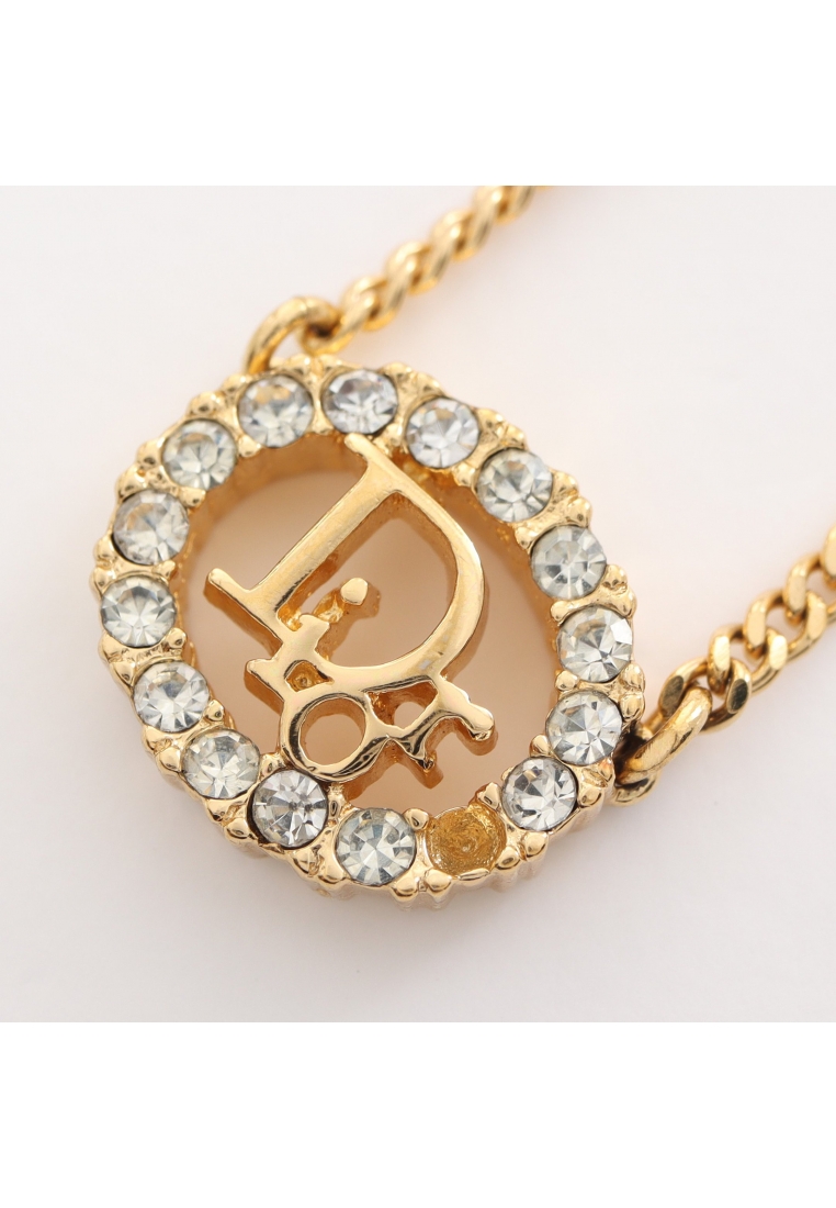 二奢 Pre-loved Christian Dior Dior logo necklace GP Rhinestone gold clear