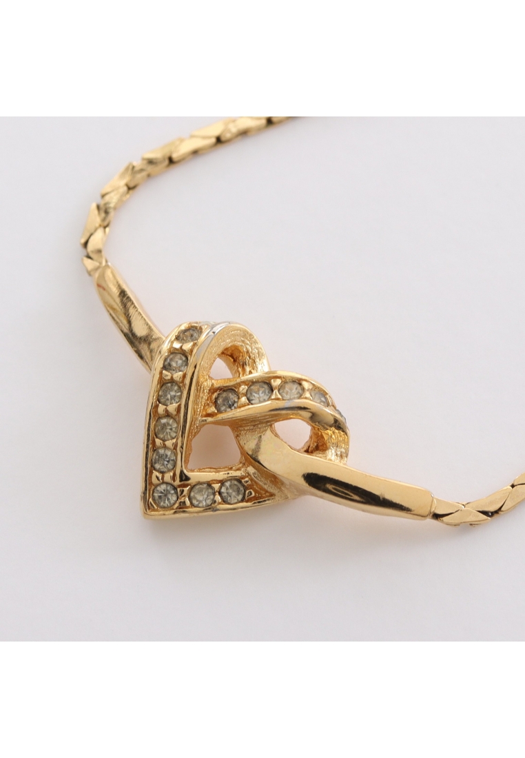 二奢 Pre-loved Christian Dior heart necklace GP Rhinestone gold clear