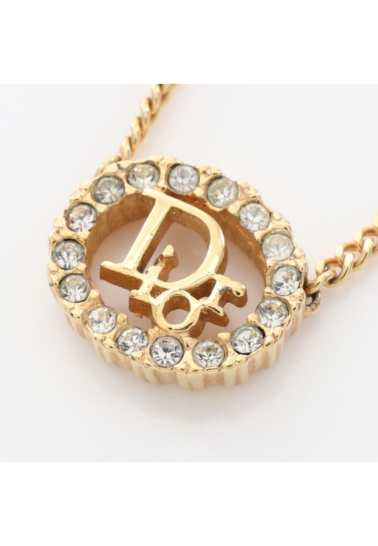 二奢 Pre-loved Christian Dior logo necklace GP Rhinestone gold clear