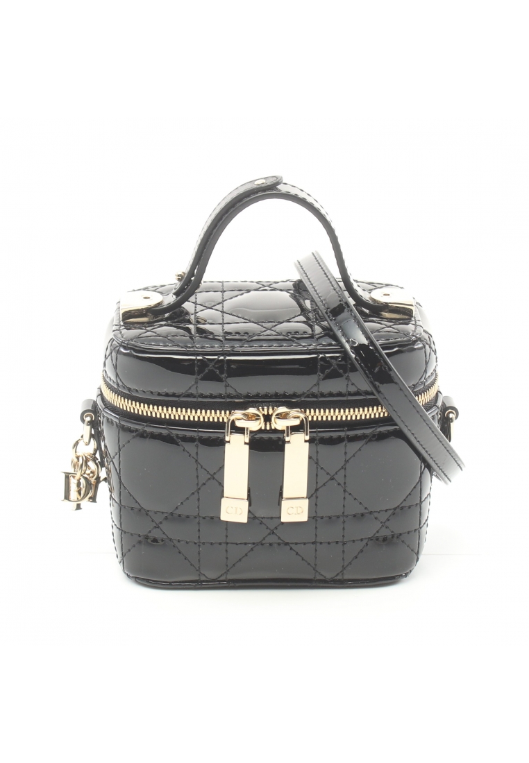 二奢 Pre-loved Christian Dior vanity bag Handbag Patent leather black 2WAY