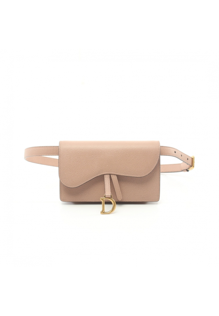 二奢 Pre-loved Christian Dior saddle bag body bag leather Dusty pink
