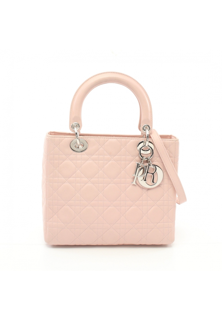 二奢 Pre-loved Christian Dior lady dior Canage Medium Handbag leather Light pink 2WAY