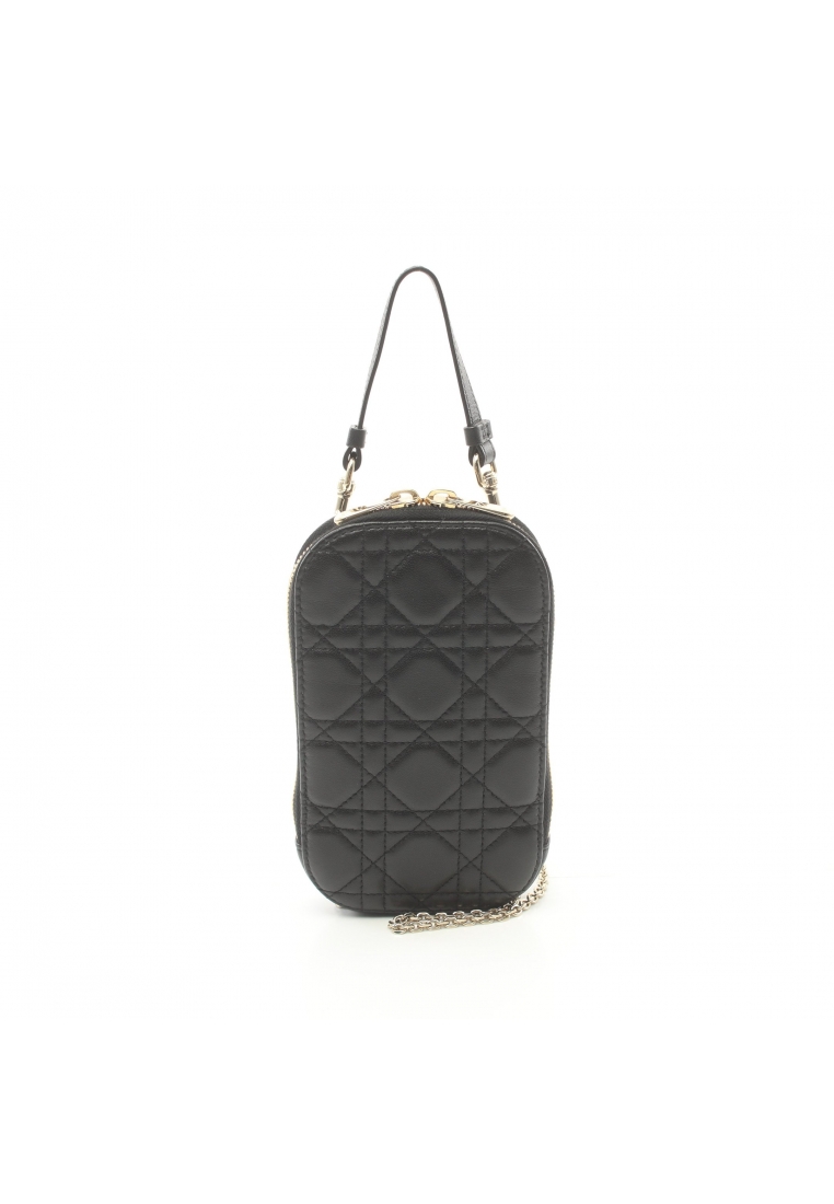 二奢 Pre-loved Christian Dior LADY DIOR lady dior phone holder Canage Handbag leather black 2WAY