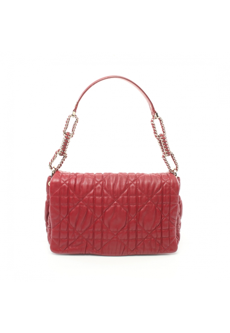二奢 Pre-loved Christian Dior Canage chain shoulder bag leather Red