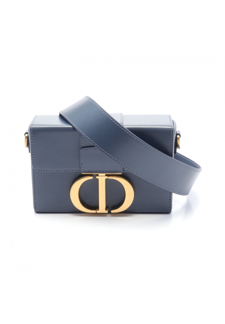 二奢 Pre-loved Christian Dior 30 MONTAIGNE MICRO box bag Shoulder bag leather Blue gray