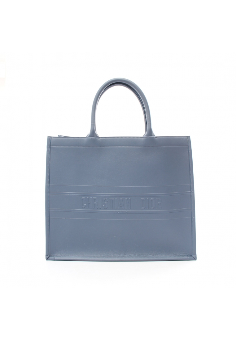 二奢 Pre-loved Christian Dior BOOK TOTE book tote Handbag tote bag leather Blue gray