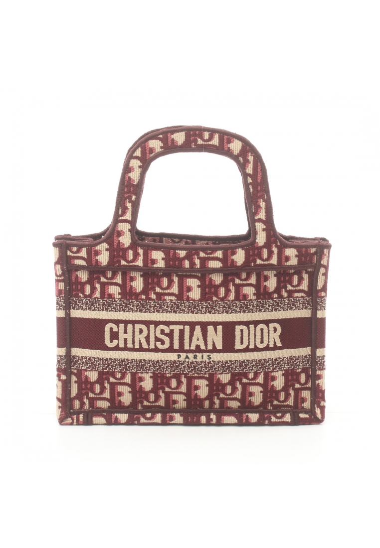 二奢 Pre-loved Christian Dior BOOK TOTE book tote mini Handbag canvas Bordeaux