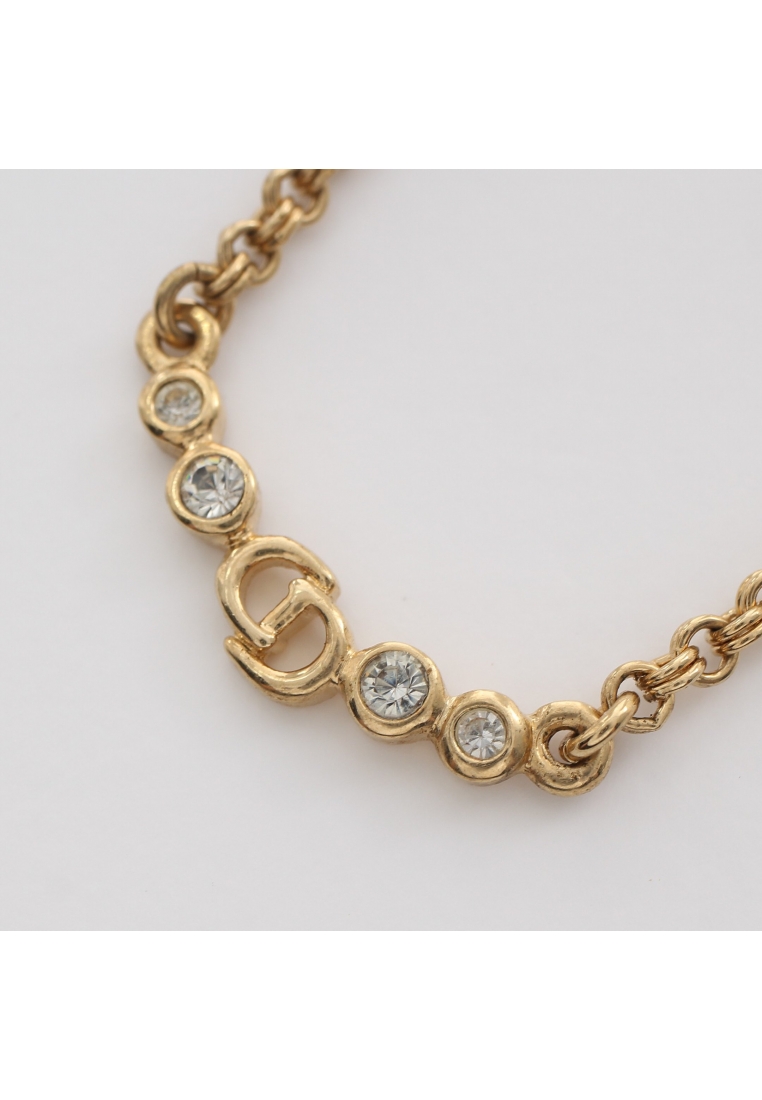 二奢 Pre-loved Christian Dior CD logo necklace GP Rhinestone gold clear