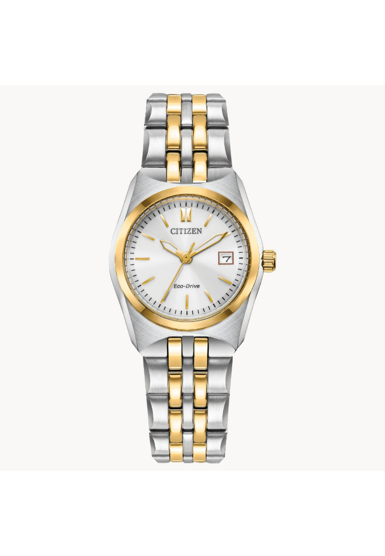 Citizen Eco-Drive Silver Dial Two-Tone Stainless Steel Women Watch EW2299-50A