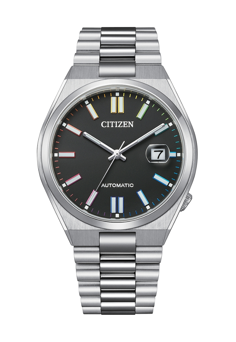 Citizen 西鉄城 TSUYOSA 系列黑色錶盤不銹鋼錶帶自動機械商務男士腕錶 NJ0151-53E