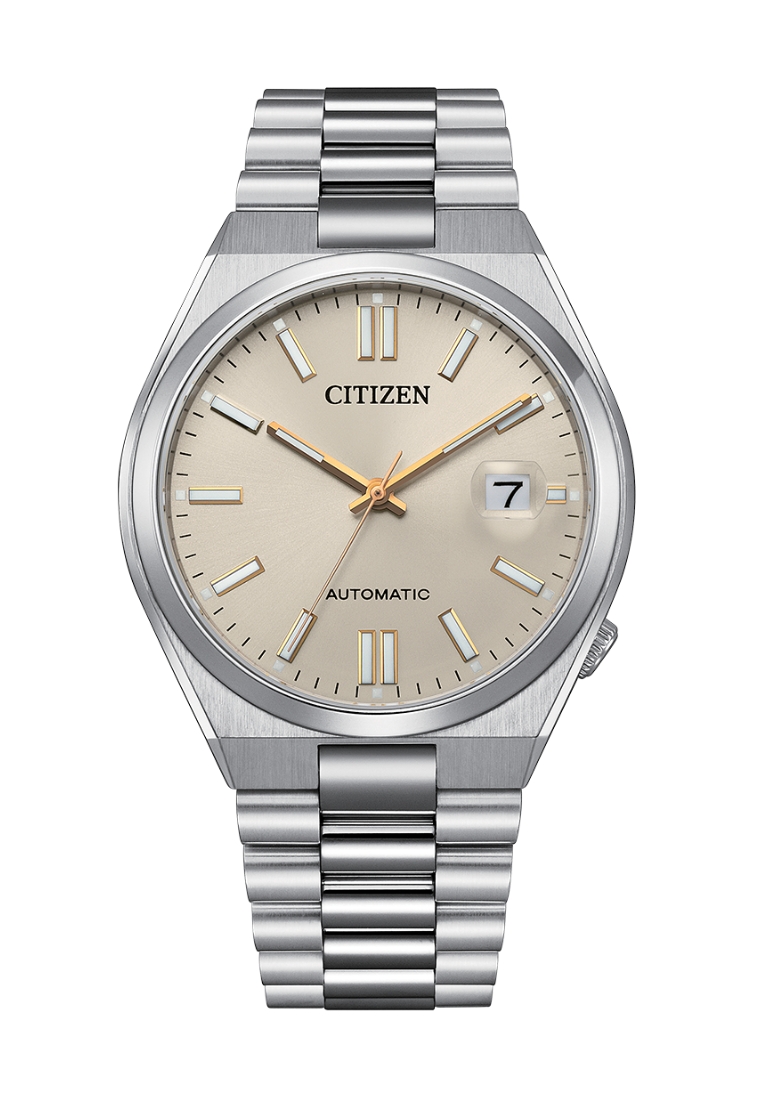 Citizen 西鉄城 TSUYOSA 系列香檳色錶盤不銹鋼錶帶自動機械商務男士腕錶 NJ0151-88W
