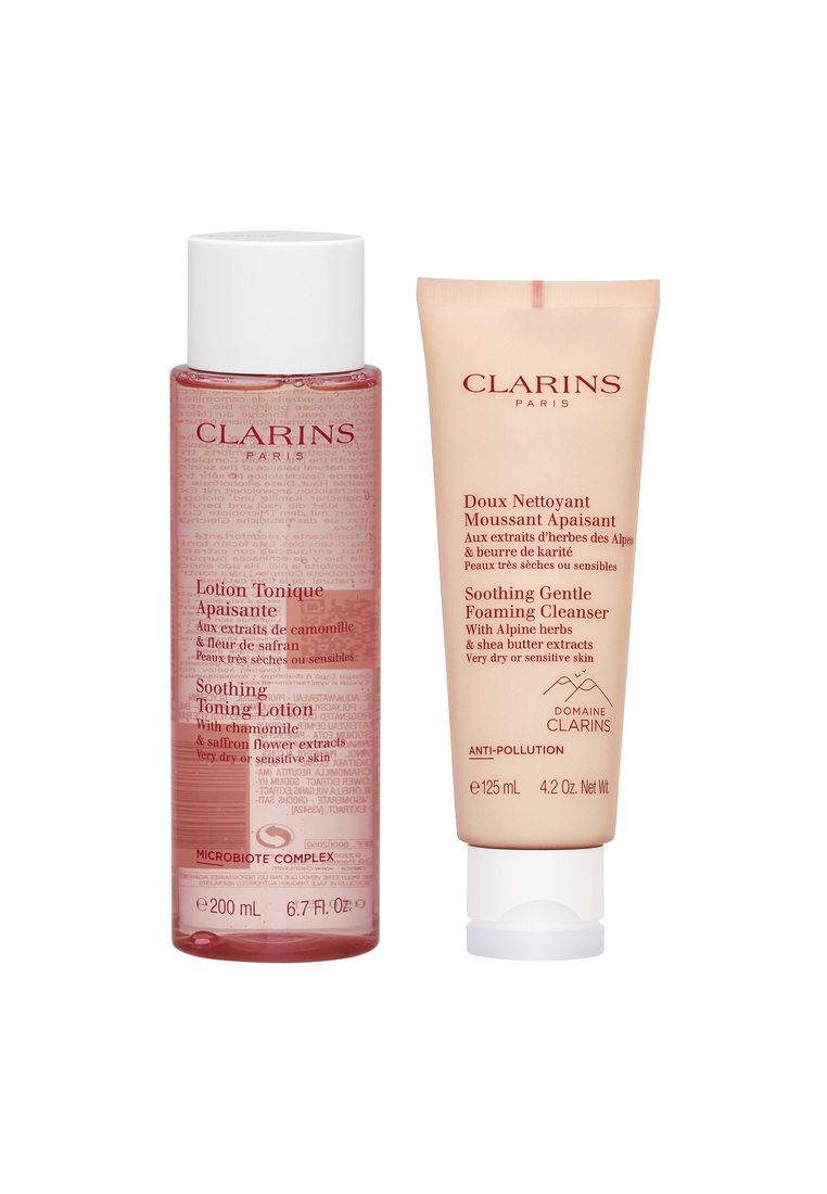 Clarins 2件套裝 植萃溫和潔面泡沫(乾性至敏感肌適用) 125ml + 溫和舒緩化妝水爽膚水 200ml