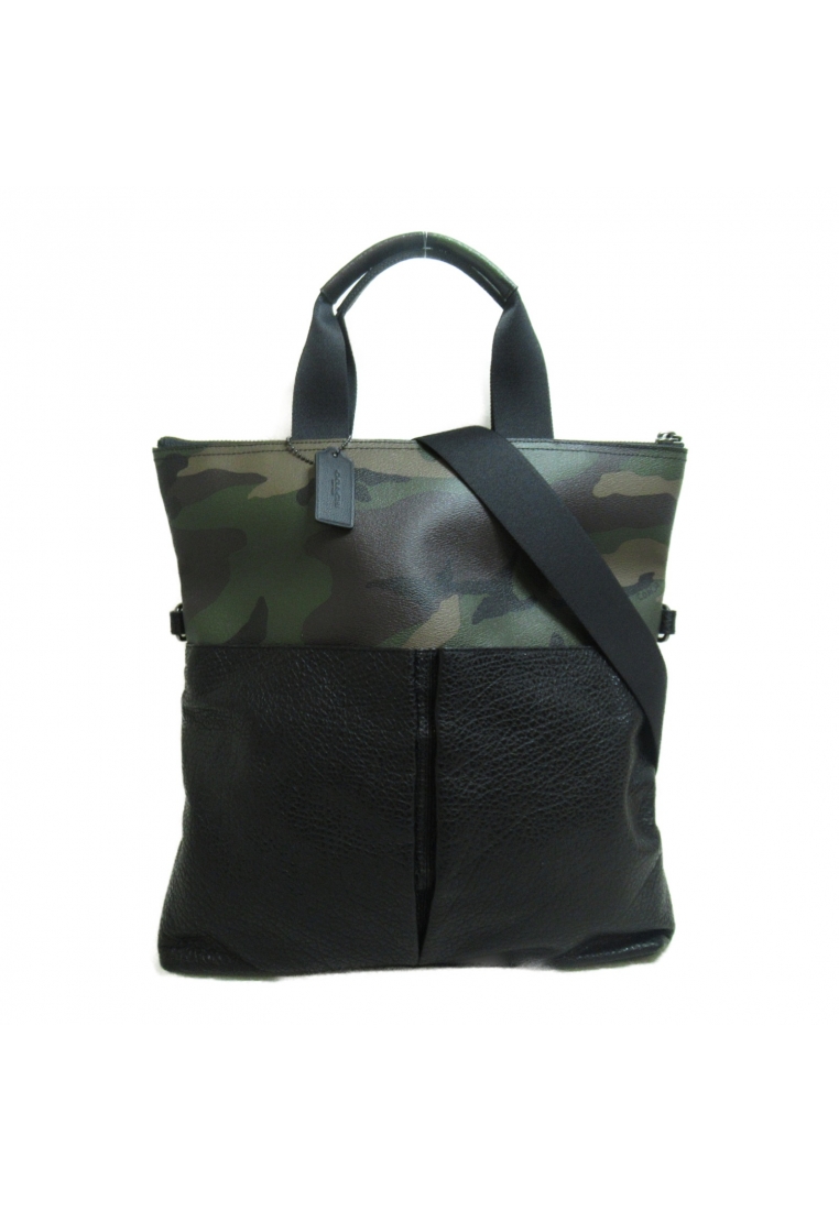 二奢 Pre-loved Coach 2WAY tote back Handbag tote bag leather PVC Coated Canvas black camouflage