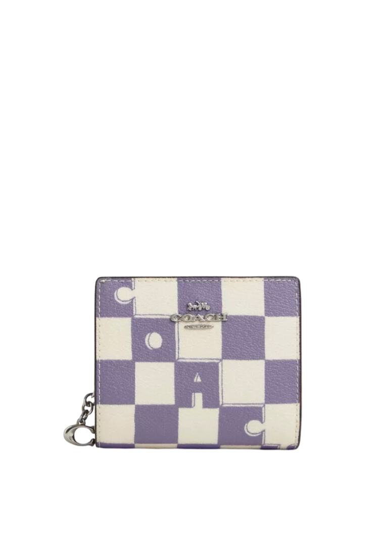 COACH Coach Snap Wallet With Checkerboard Print In Light Violet CT217