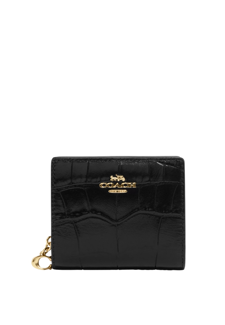 COACH Coach Snap Wallet With Crocodile-Embossed leather In Black C6092