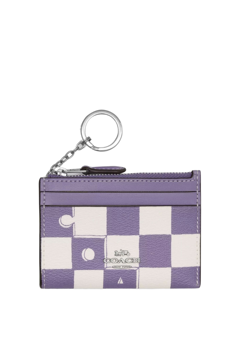 COACH Coach Mini Skinny Id Card Case With Checkerboard Print In Light Violet CR825