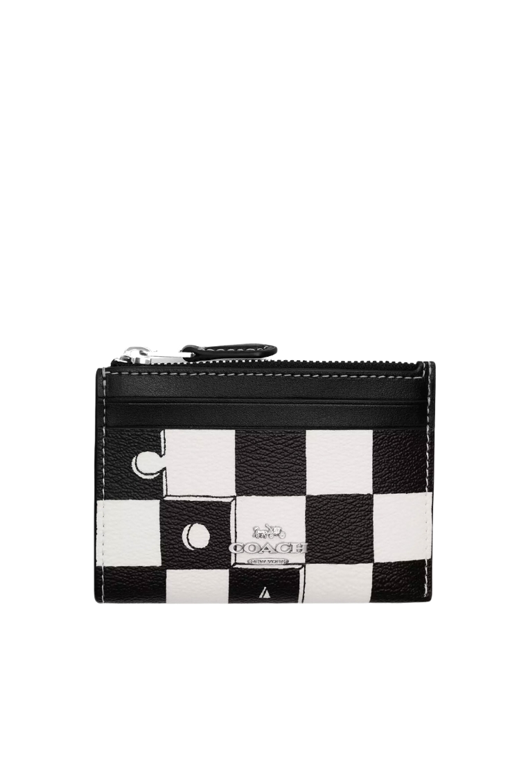 COACH Coach Mini Skinny Id Card Case With Checkerboard Print In Black Chalk CR825