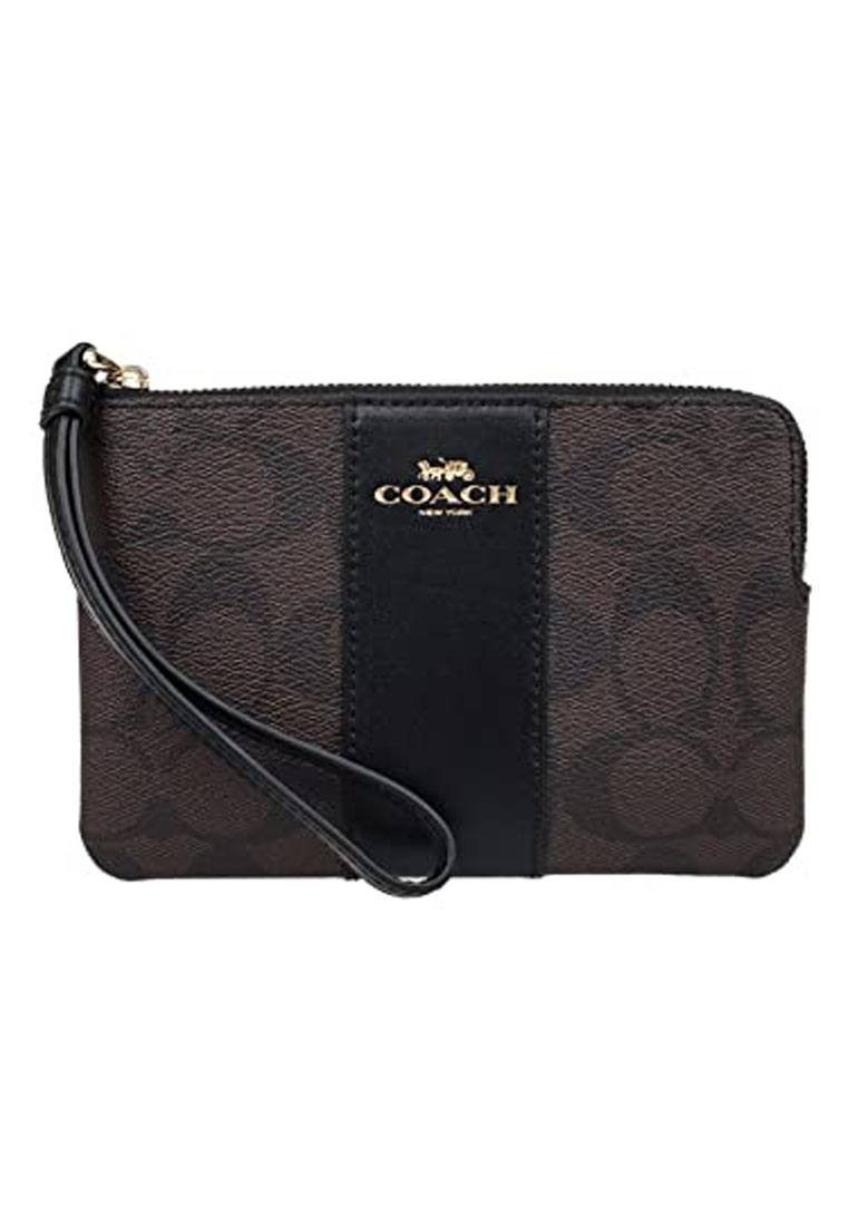 Coach COACH L型拉鏈皮革手拿包 (58035) – Brown/Black