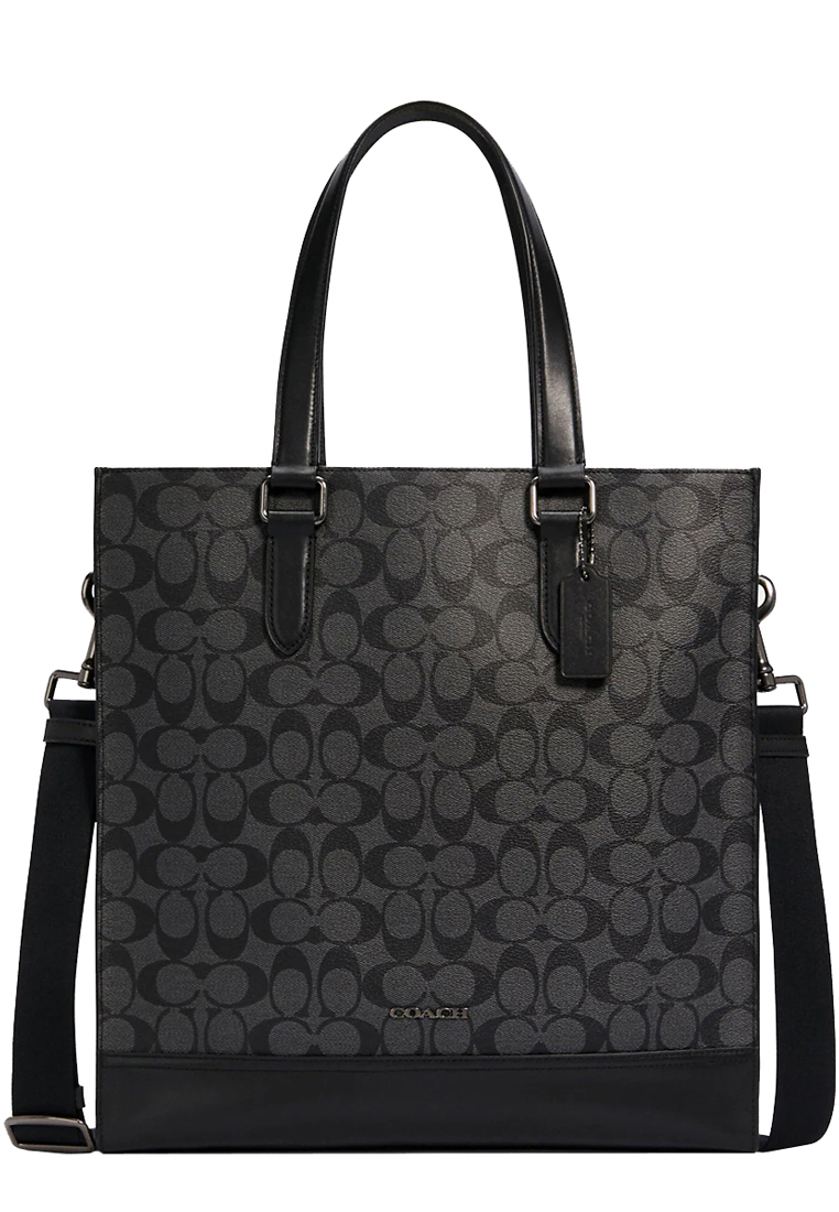 COACH Coach Graham Structured Tote Bag in Signature Canvas in Charcoal/ Black C3232