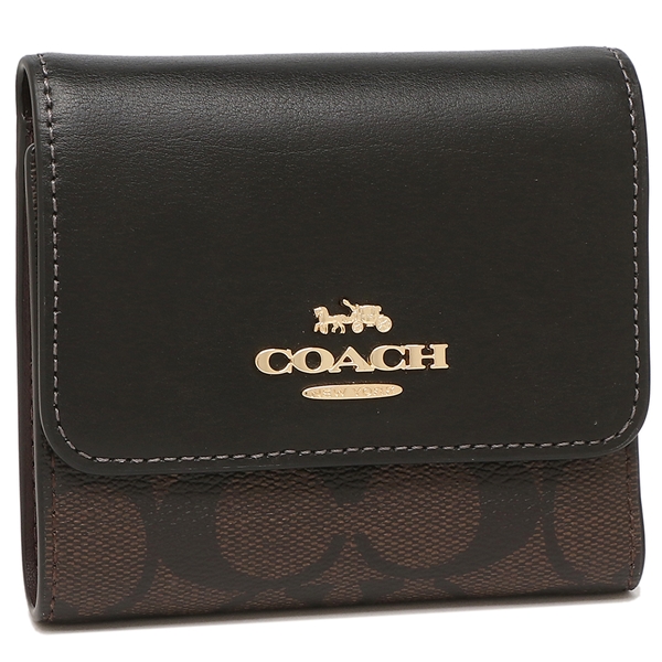 Coach COACH 皮革女裝摺疊鈕扣錢包(CE930)-IM/Brown/Black