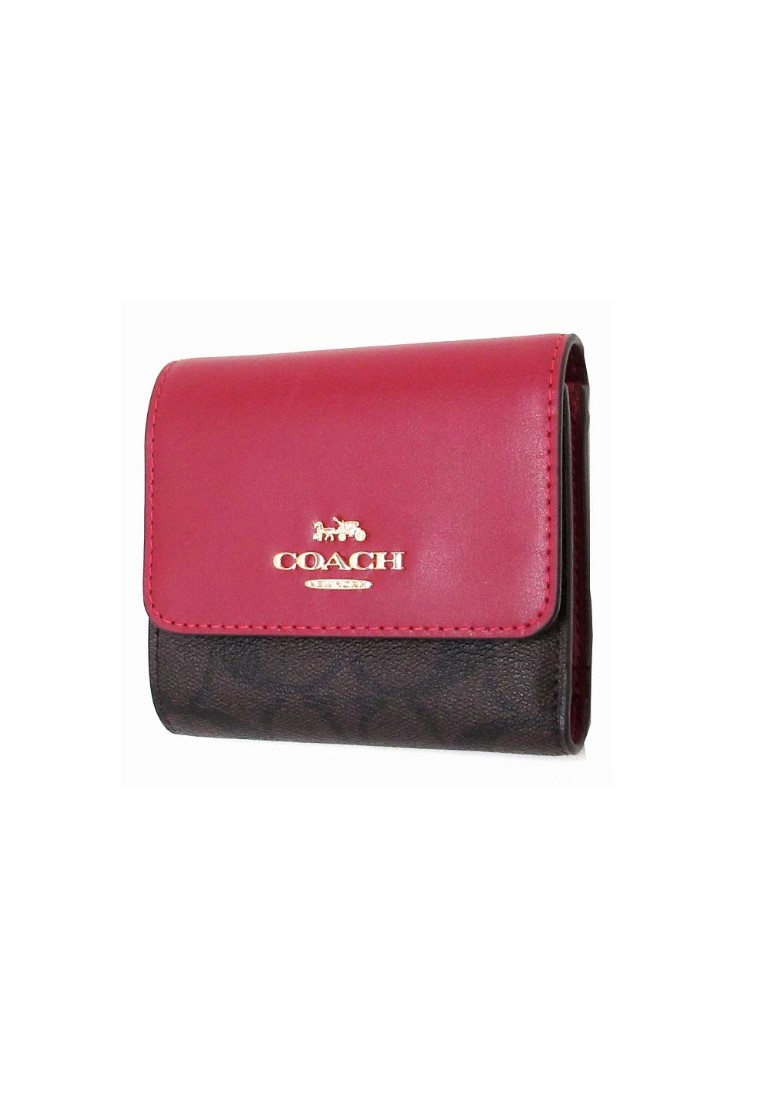 Coach COACH 皮革女裝摺疊鈕扣錢包(CE930)-IM/Brown 1941 Red