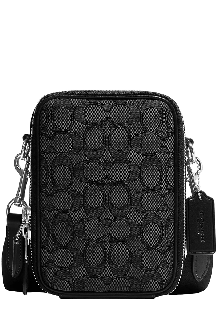 Coach Stanton Crossbody Bag In Signature Jacquard in Charcoal/ Black CH097