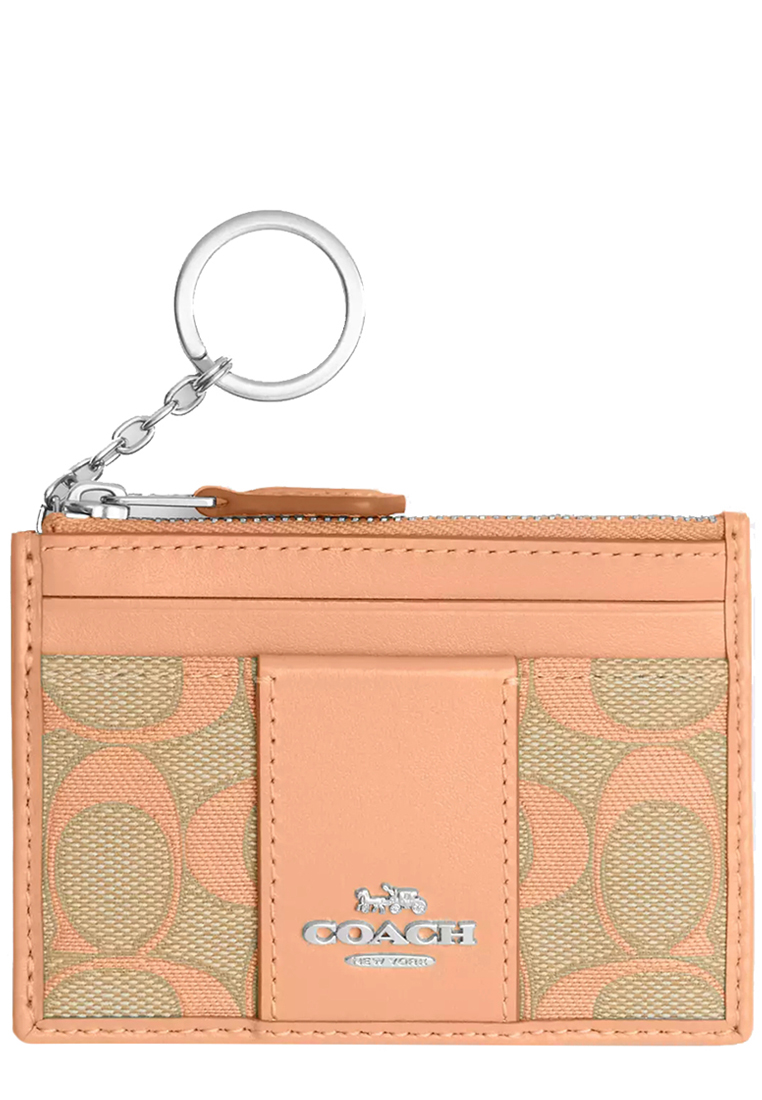 Coach Mini Id Skinny In Signature Jacquard in Faded Blush CT994