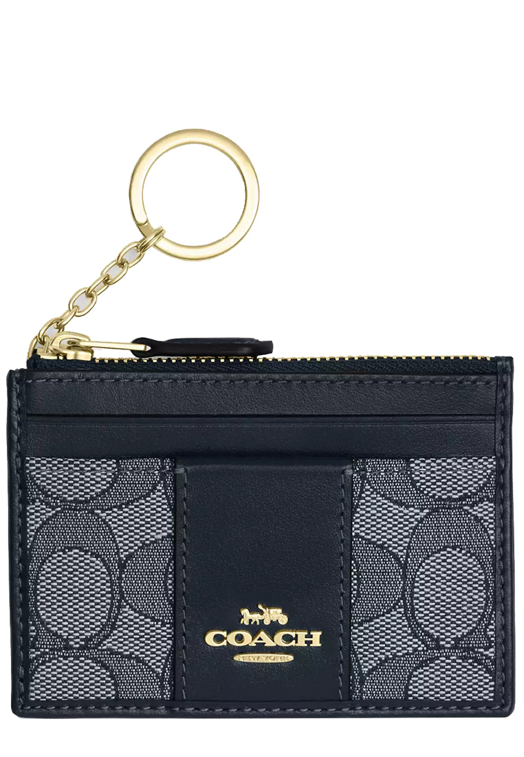 Coach Mini Id Skinny In Signature Jacquard in Navy/ Midnight Navy CU988