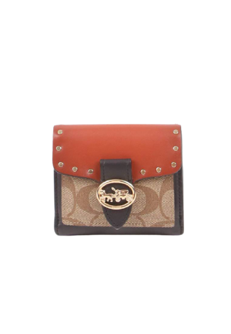 COACH Coach Small Colorblock Georgie 6791 Wallet With Rivets In Terracotta Multi