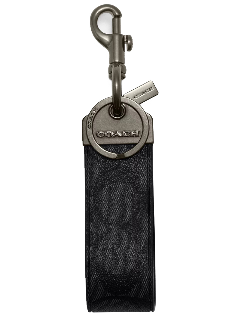 Coach Loop Key Fob In Signature Canvas in Charcoal CJ748