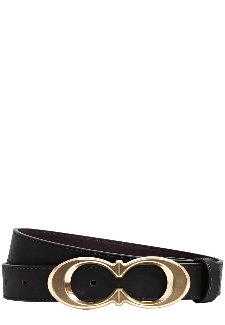 Coach Signature Buckle Belt, 25 Mm in Black/ Gold C1725 (S)