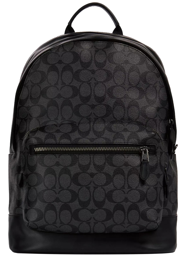 Coach West Backpack Bag In Signature Canvas In Charcoal Black 2736