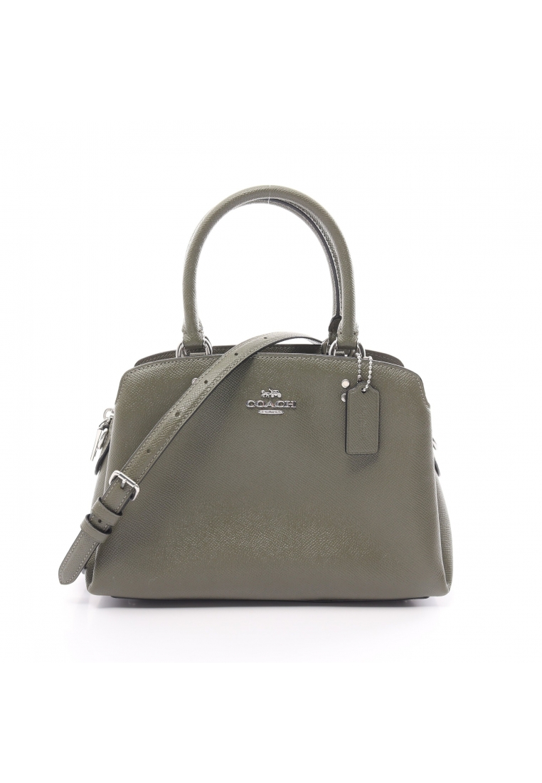 二奢 Pre-loved Coach mini Lily carryall Handbag leather Khaki green 2WAY