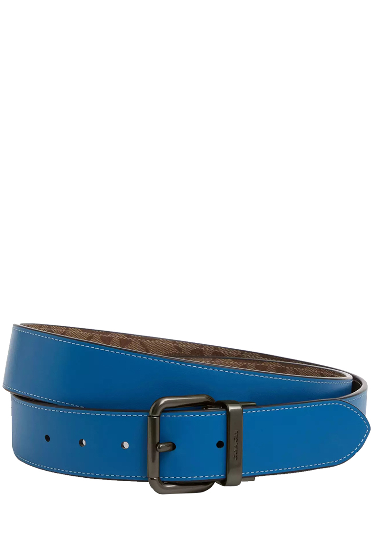 Coach Roller Buckle Cut To Size Reversible Belt, 38 Mm in Khaki/ Bright Blue CQ234