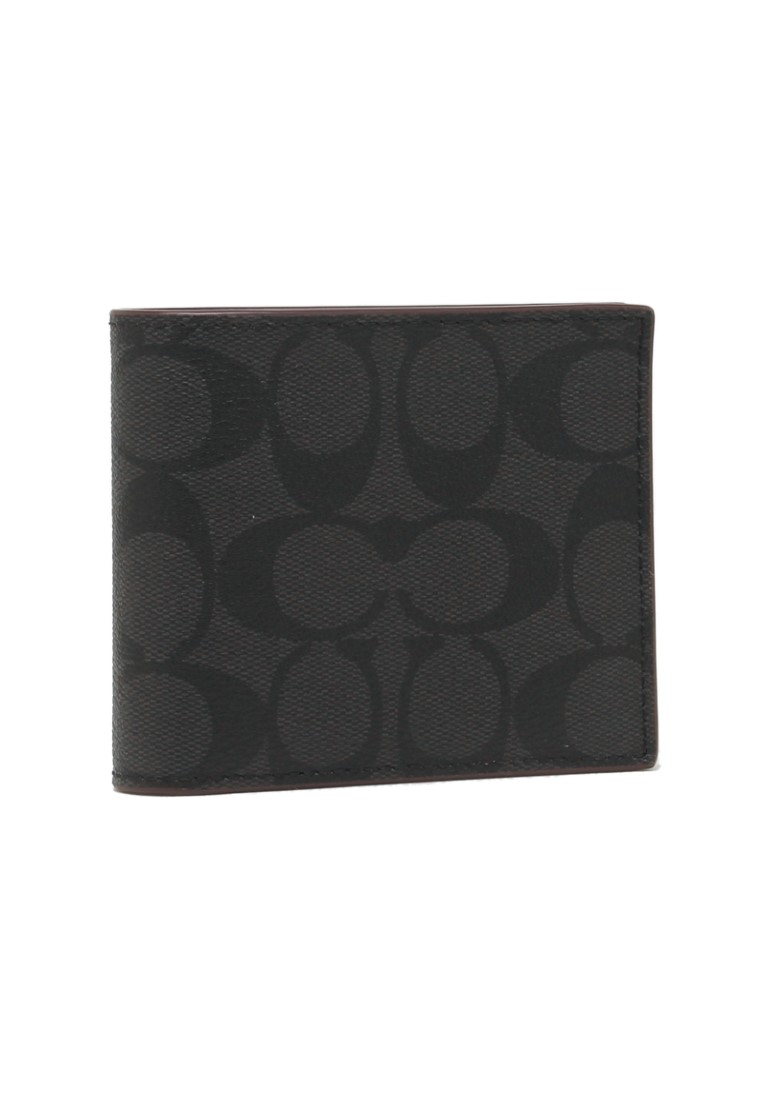 COACH 經典皮革兩折式皮革銀包 (25519) (附卡夾) – Black/Black/Oxblood