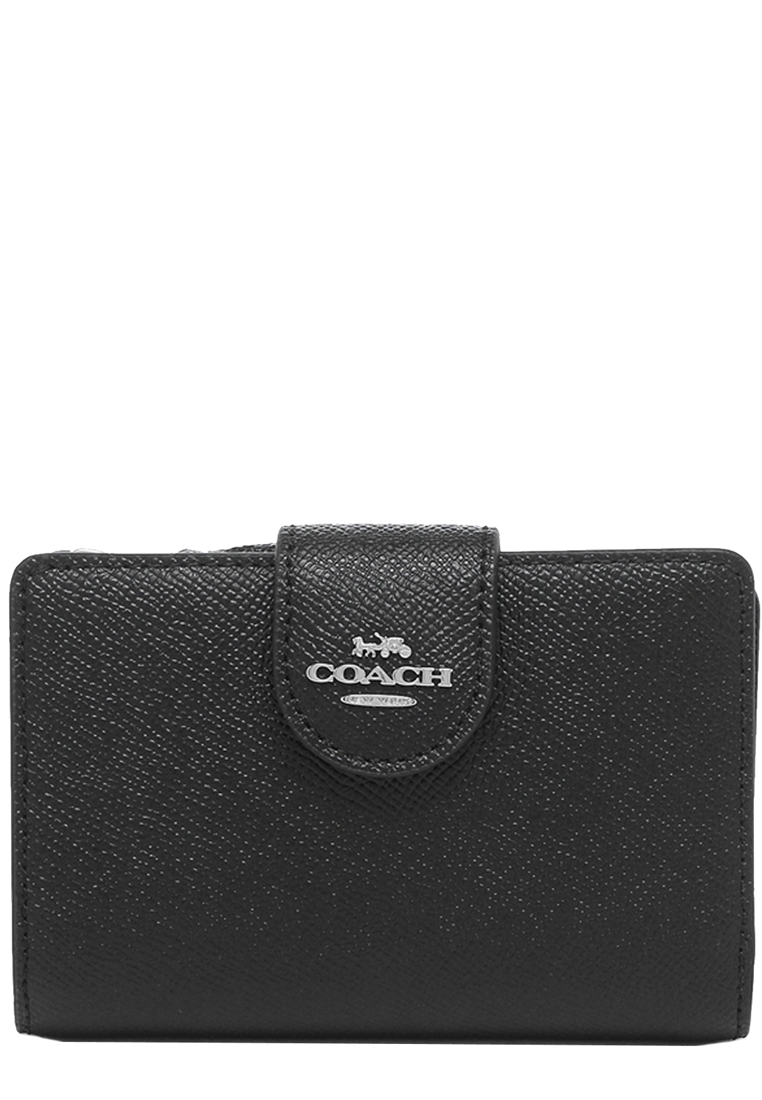 COACH Coach Medium Corner Zip Wallet in Black/ Silver 6390