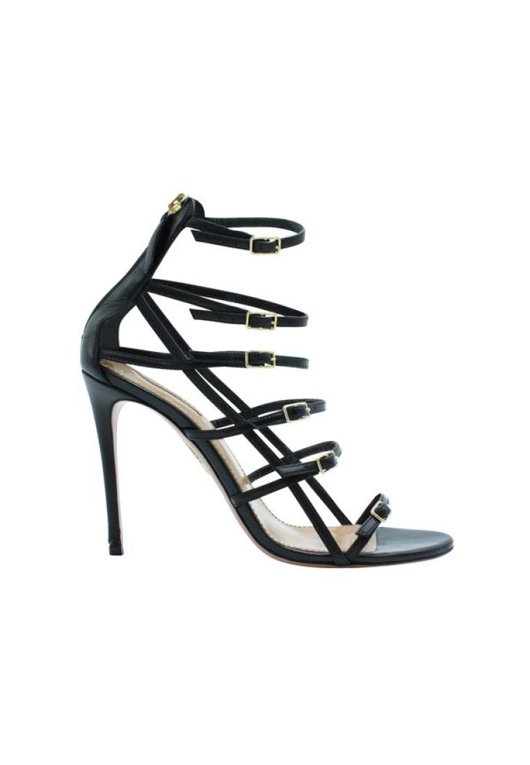 Contemporary Designer Pre-Loved CONTEMPORARY DESIGNER Black Caged Sandals with Golden Buckles