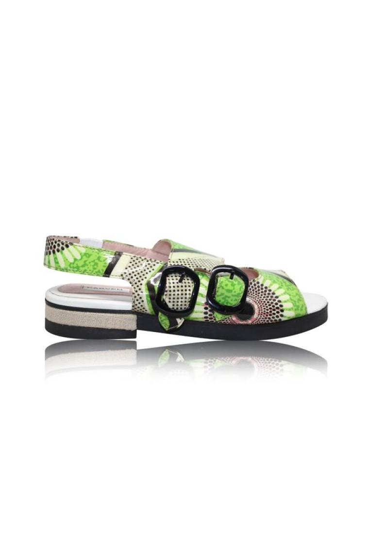 Contemporary Designer Pre-Loved CONTEMPORARY DESIGNER Green & White Printed Patent Leather Sandals