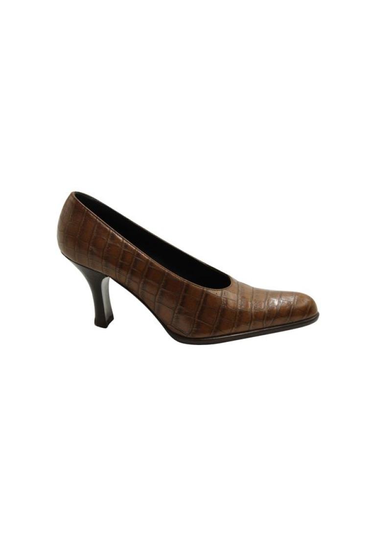 Contemporary Designer Pre-Loved CONTEMPORARY DESIGNER Brown Leather Embossed Vintage Heels