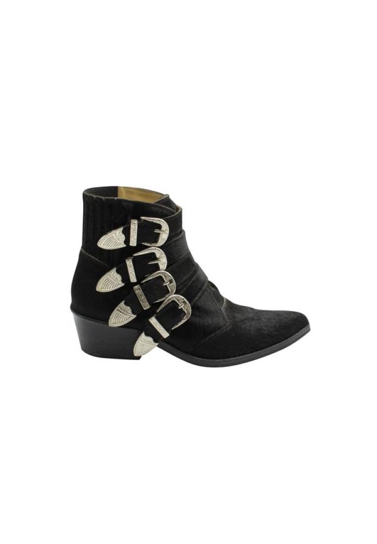 Contemporary Designer Pre-Loved CONTEMPORARY DESIGNER Toga Pulla Pony Hair Black Ankle Boots