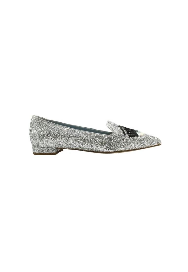 Contemporary Designer Pre-Loved CONTEMPORARY DESIGNER Pointed Toe Glitter Silver Flats