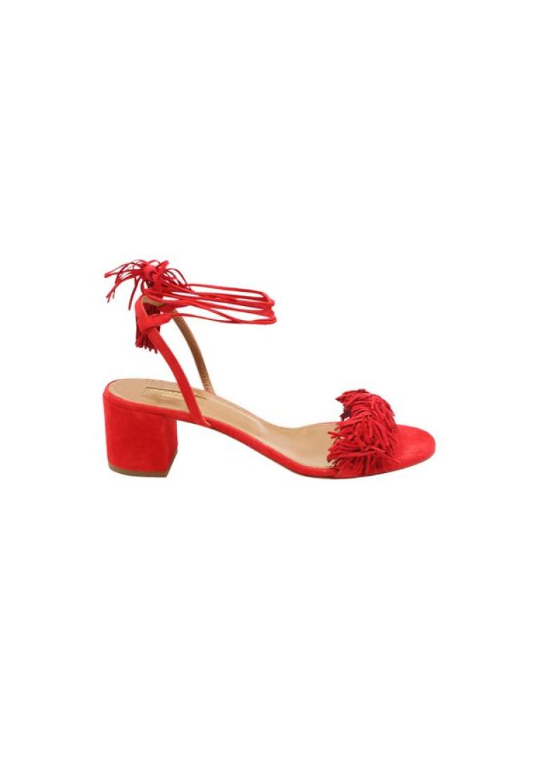 Contemporary Designer Pre-Loved CONTEMPORARY DESIGNER Red Wild Thing 50 Fringed Mid Heel Sandals