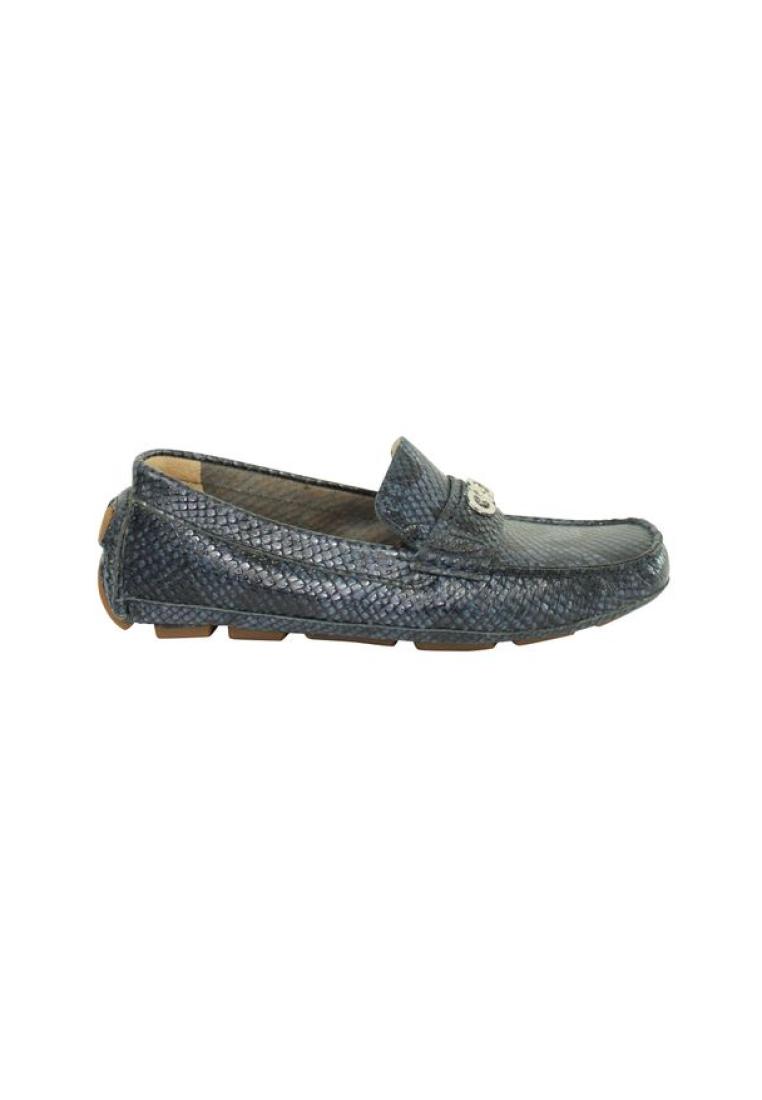 Contemporary Designer Pre-Loved CONTEMPORARY DESIGNER Dark Blue Snakeskin Loafers