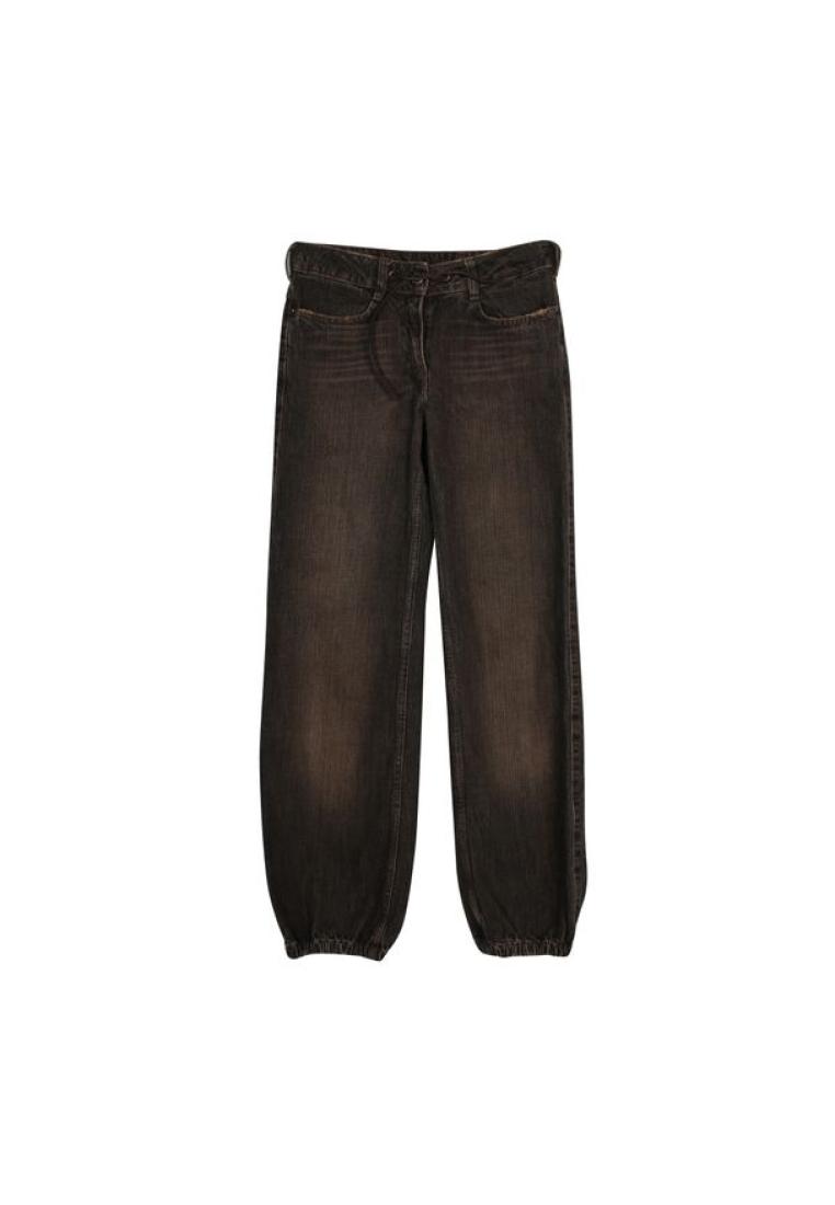 Contemporary Designer Pre-Loved CONTEMPORARY DESIGNER Brown Denim Jeans with Leather Tie Belt