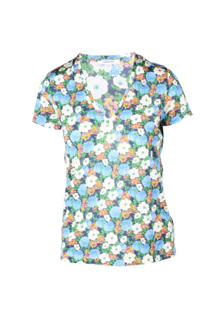 Contemporary Designer 彩色花卉印花藍色襯衫