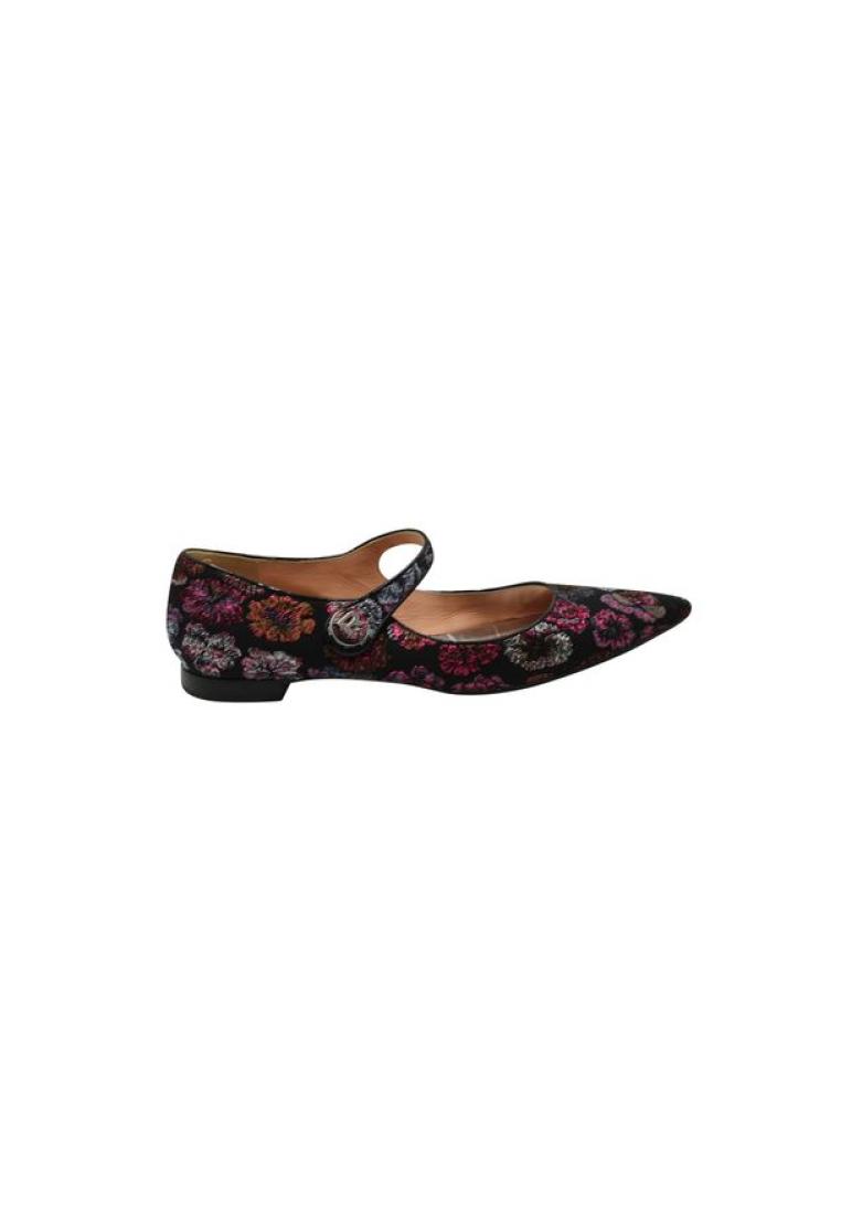 Contemporary Designer Pre-Loved CONTEMPORARY DESIGNER Rochas Mary Janes in Black with Embroidered Flowers