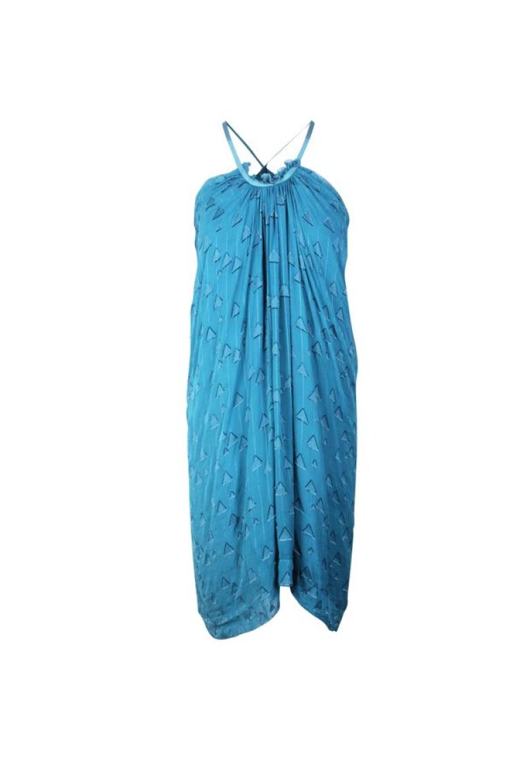 Contemporary Designer 預先享受的現代設計師藍色絲綢連衣裙