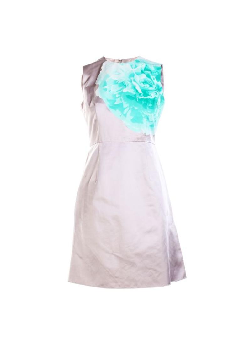 Contemporary Designer 米色連衣裙，綠色花卉印花