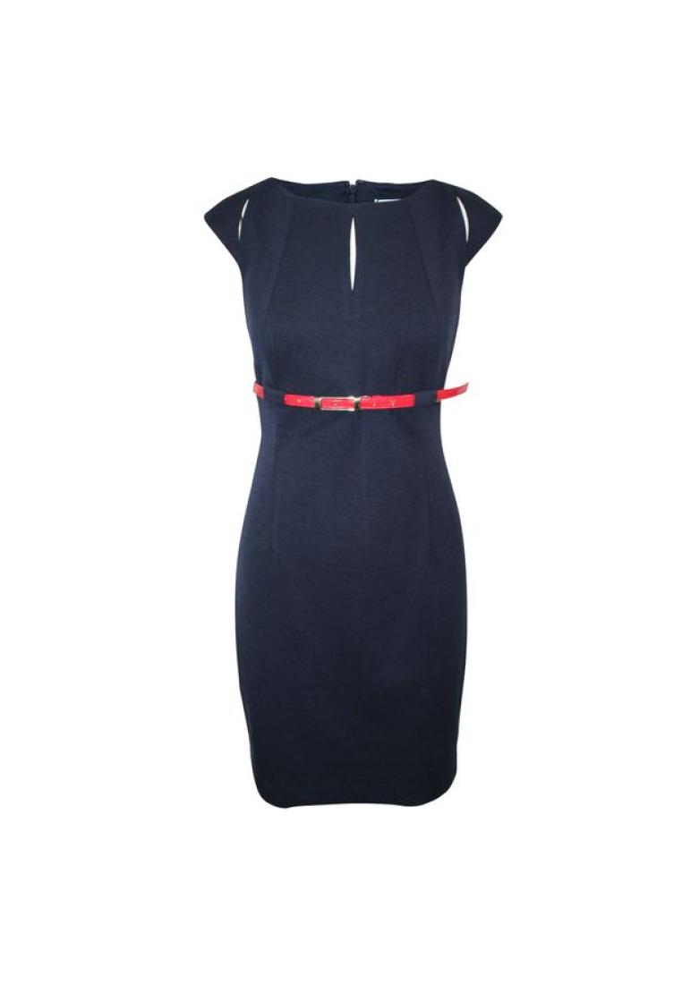 Contemporary Designer 海軍藍色連衣裙與紅皮帶