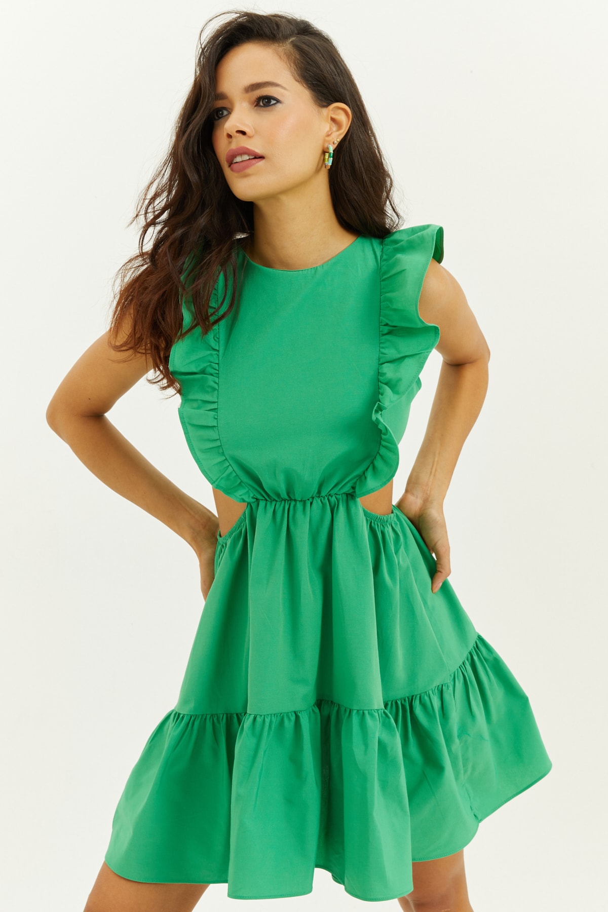 Cool & Sexy Waist Low-Rise Flounce Mini Dress